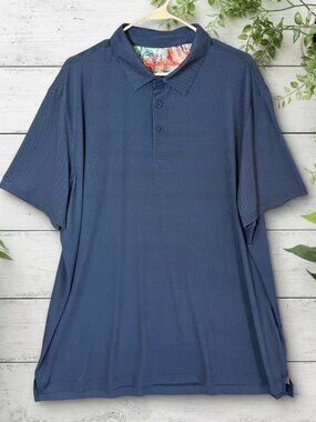 Robert Graham Shirt Mens 2XL Blue Polka Dot Performance Polo Golf Short Sleeve